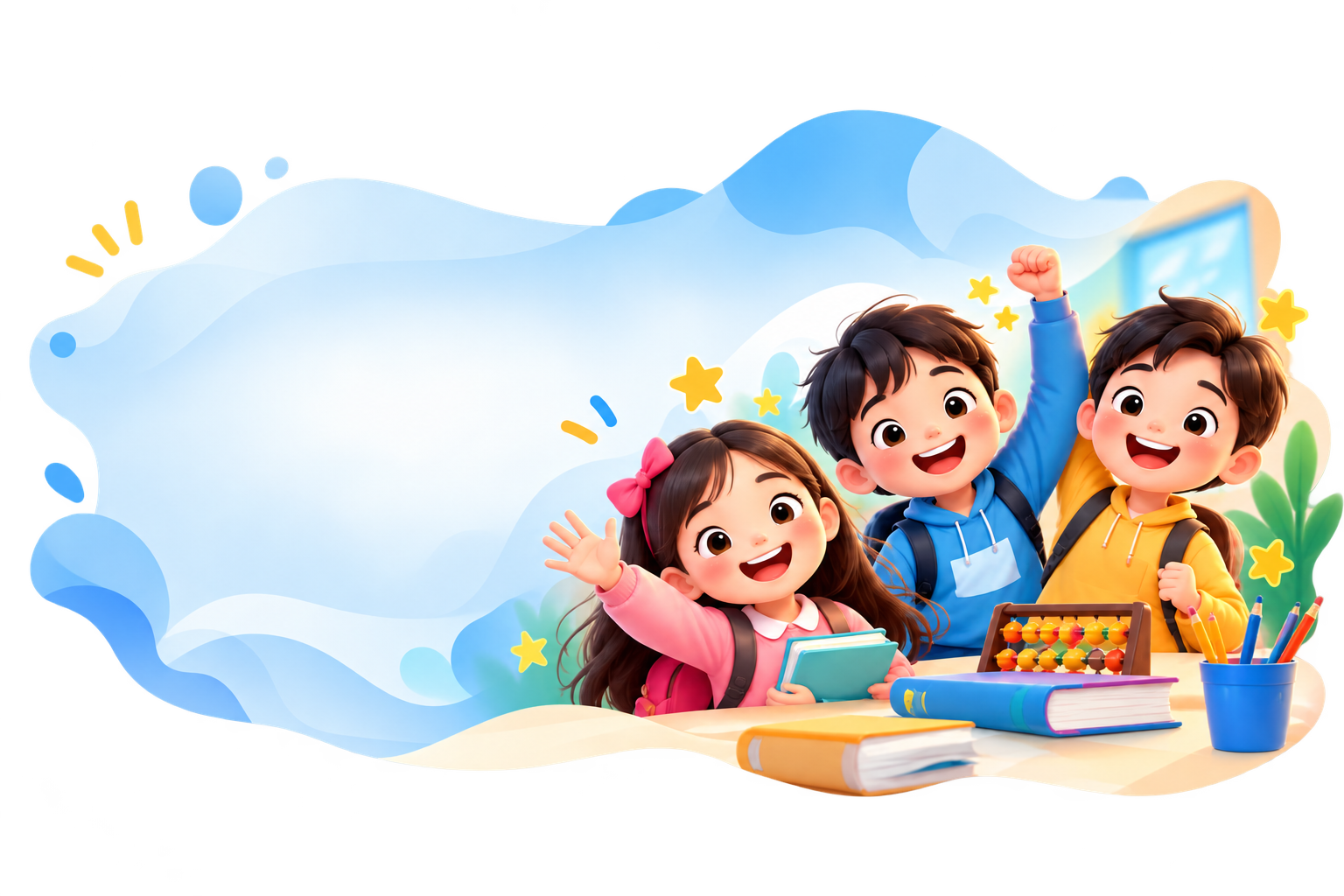 Anak-anak ceria sedang belajar
